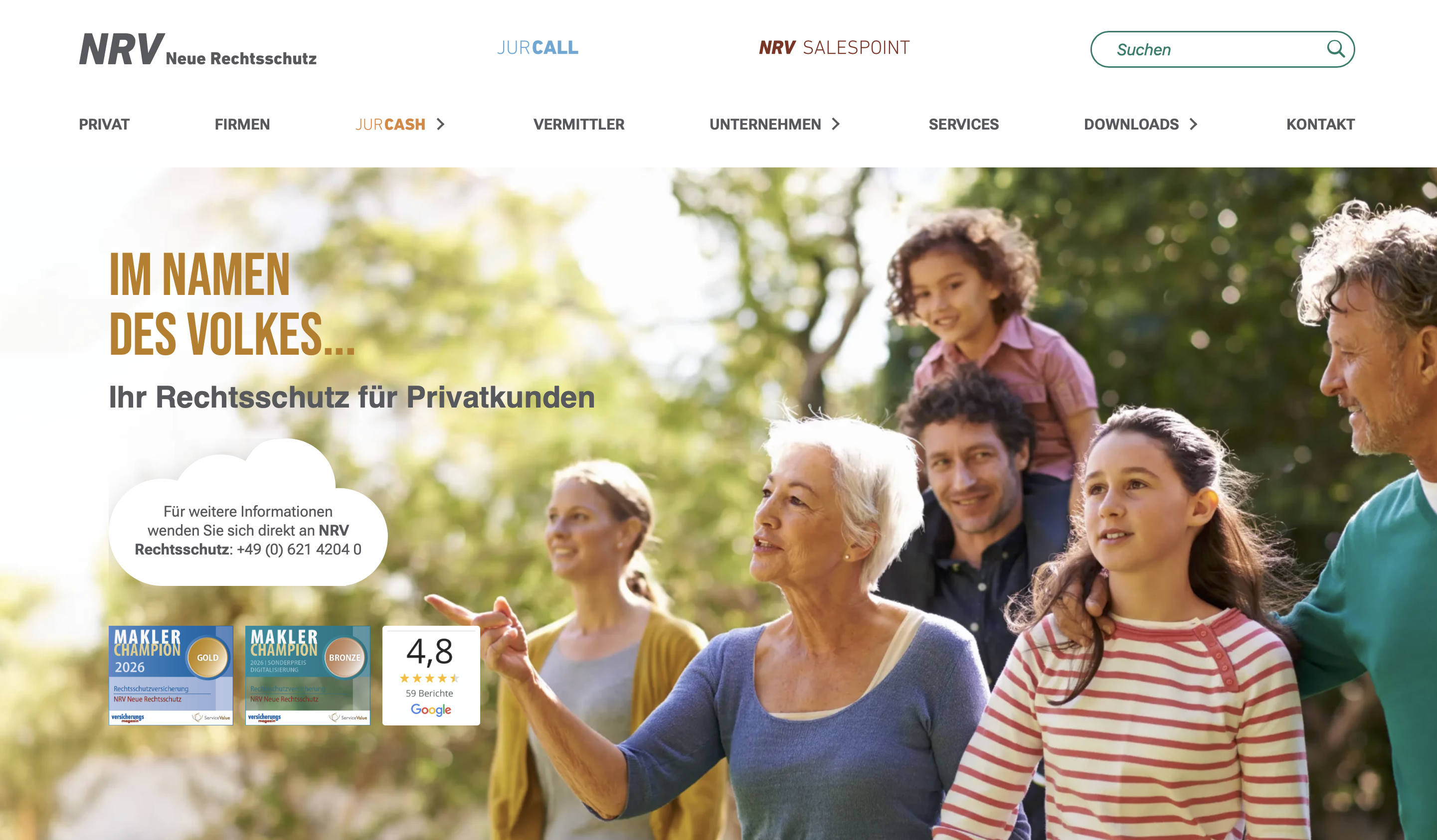 Beispiel einer optimierten Versicherungswebsite